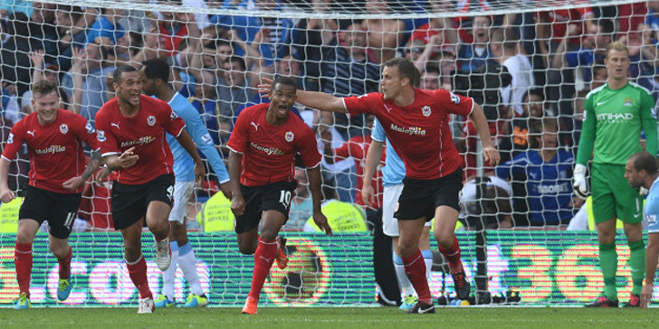 Cardiff 3-2 Man City action image - Campbell winner