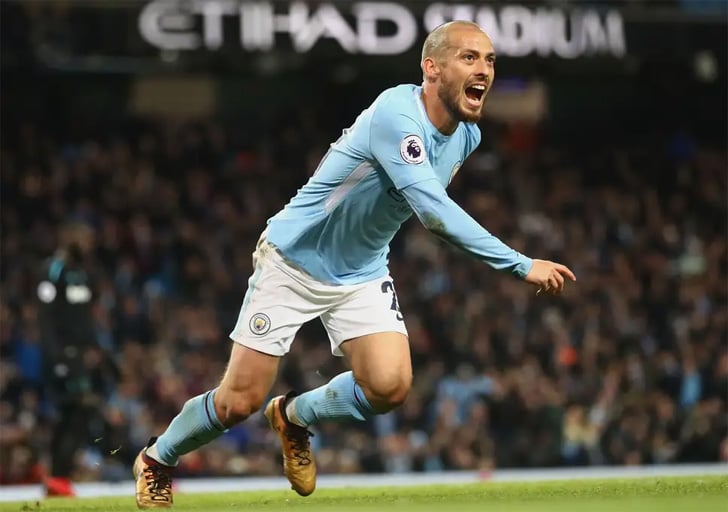 David Silva in action for Man City.