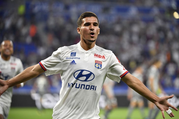 Houssem Aouar in action for Lyon