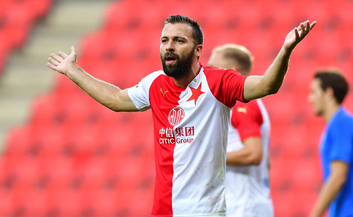 Josef Hušbauer in action for Slavia Prague