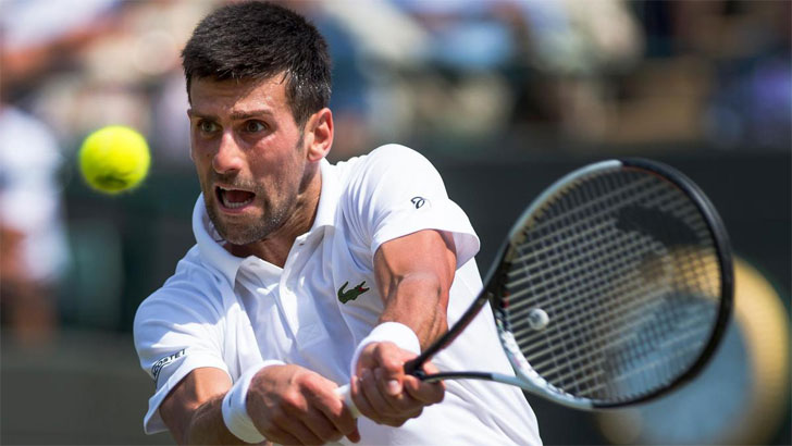 Novak Djokovic in action. Novak Djokovic in action.
