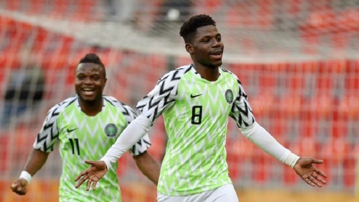 Tom Dele-Bashiru in action for Nigeria.