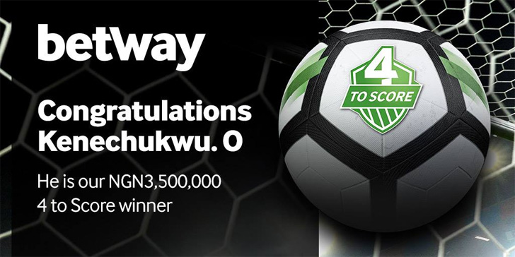 Kenechukwu O, our latest 4-To-Score winner walks away with NGN 3,500,000